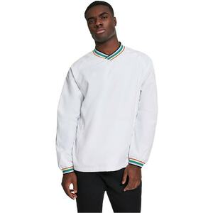 Bluza de trening cu decolteu in V si buzunare laterale - Verde/Alb murdar imagine