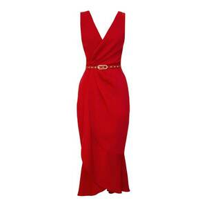 Rochie midi petrecuta cu decolteu cache-coeur Fame - Rosu imagine