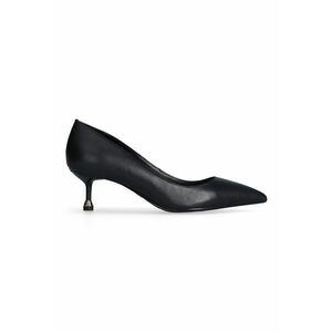 Pantofi uni de piele cu varf ascutit - Negru imagine