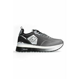 Pantofi sport de piele ecologica cu talpa plata si strasuri - Gri imagine