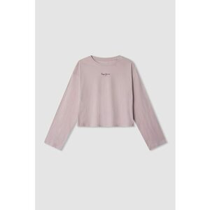 Bluza crop cu decolteu la baza gatului - Ametist/Lila pal imagine