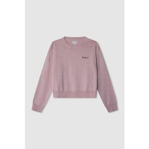 Pulover de bumbac cu logo - Roz melange imagine
