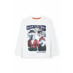 Bluza cu text si imprimeu grafic - Alb imagine