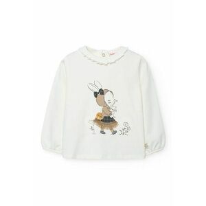 Bluza din amestec de bumbac cu guler cu volane - Alb murdar imagine