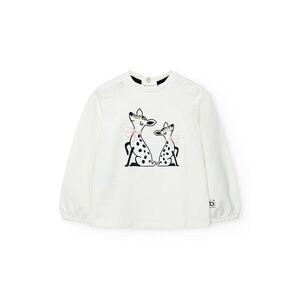 Bluza din amestec de bumbac cu capse - Alb imagine