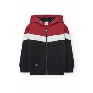 Hanorac cu buzunare si model colorblock - Rosu/Alb/Negru imagine
