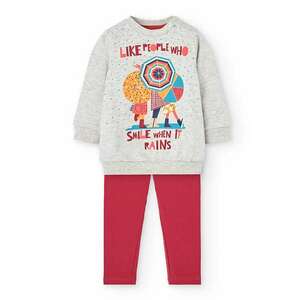Set de colanti si bluza cu model - 2 Piese - Rosu/Gri melange/Albastru imagine