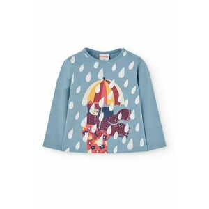 Bluza din bumbac cu imprimeu grafic pe partea din fata - Visiniu/Galben/Albastru prafuit imagine