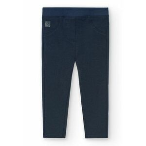 Pantaloni din amestec de bumbac cu talie elastica - Bleumarin imagine