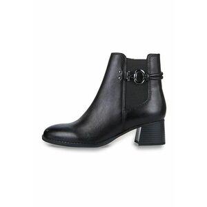 Botine de piele cu segment textil - Negru imagine