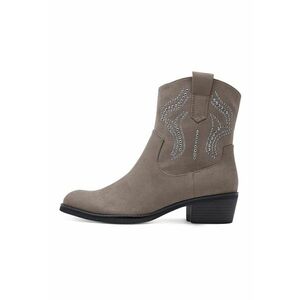 Botine cowboy cu fermoar si strasuri - Maro taupe deschis imagine