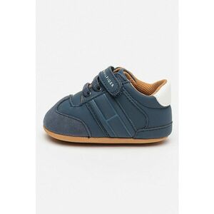 Pantofi sport de piele ecologica cu velcro - Alb optic/Caramel/Bleumarin imagine