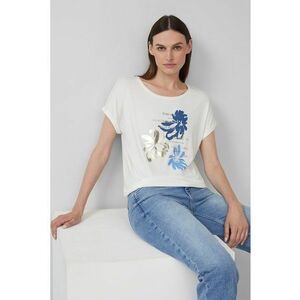 Tricou lejer cu decolteu rotund - Alb/Auriu/Albastru imagine