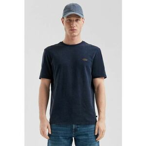 s.Oliver - Tricou de bumbac cu decolteu la baza gatului si text - Bleumarin imagine