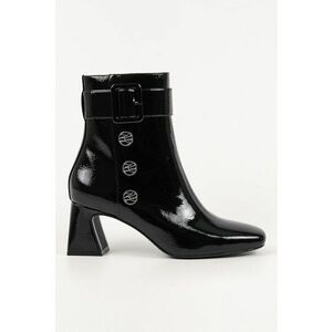 Botine cu toc masiv si logo - Negru imagine