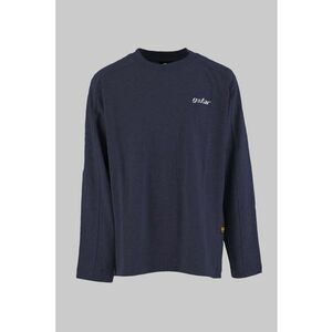 Bluza cu imprimeu si decolteu la baza gatului - Crem/Bleumarin imagine