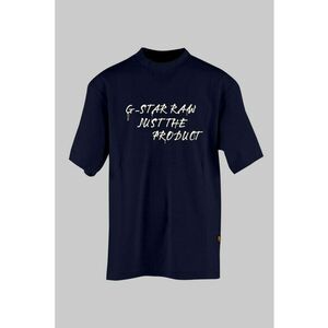 Tricou de bumbac cu logo - Crem/Bleumarin imagine