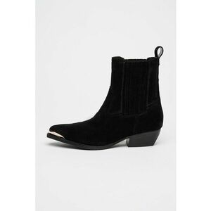 Botine de piele intoarsa cu toc cubanez Lanna - Negru imagine