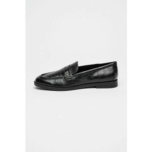 Mocasini de piele cu model piele de crocodil - Negru imagine
