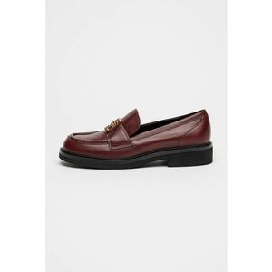Pantofi loafer de piele cu toc masiv - Maro cognac imagine