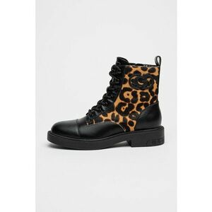 Bocanci de piele cu animal print - Maro inchis/Negru/Maro imagine
