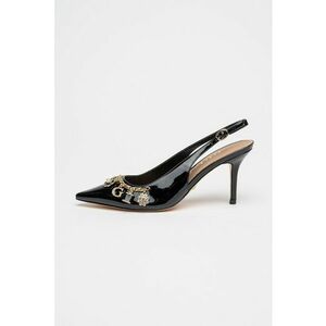 Pantofi slingback de piele ecologica cu aplicatii decorative - Negru imagine