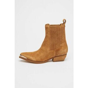 Botine de piele intoarsa cu toc cubanez Lanna - Maro deschis imagine