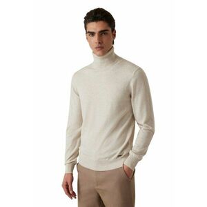 Pulover din amestec de lana cu guler inalt - Bej deschis imagine