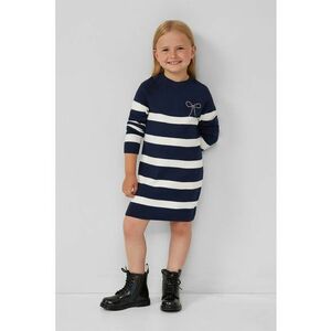 Rochie din tricot cu dungi - Alb/Bleumarin imagine