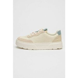 Pantofi sport de piele cu insertii de piele intoarsa Laurel Court - Alb fildes/Albastru prafuit imagine