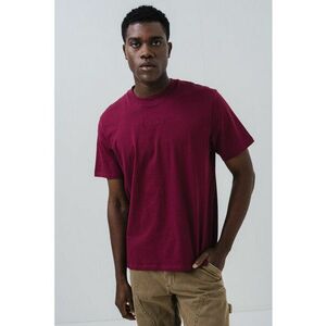Tricou de bumbac cu logo brodat - Visiniu imagine