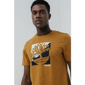 Tricou de bumbac cu imprimeu logo pe piept - Alb/Maro scortisoara imagine