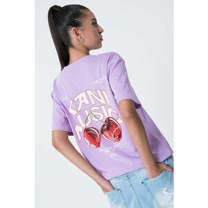 Tricou de bumbac cu imprimeu - Rosu/Alb/Lila imagine