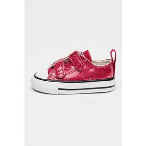 Pantofi sport cu aspect stralucitor si model stele - Roz zmeuriu/Argintiu imagine