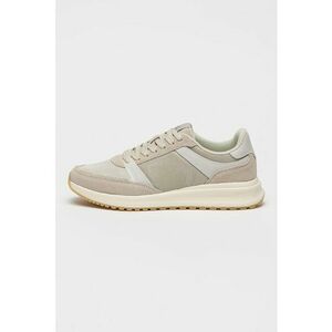Pantofi sport cu garnituri din piele intoarsa - Maro taupe deschis/Alb murdar imagine