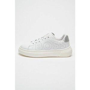Pantofi sport de piele cu logo - Alb/Argintiu imagine