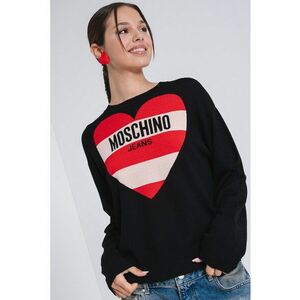 Pulover din casmir cu imprimeu logo - Rosu/Negru imagine