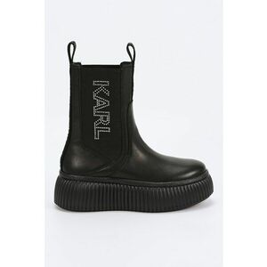Ghete Chelsea flatform de piele cu logo de strasuri - Negru imagine