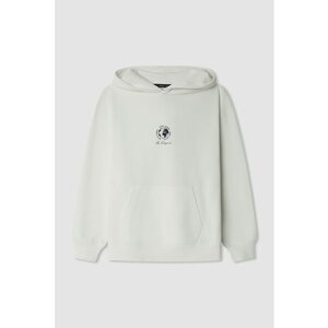 Hanorac cu buzunar kangaroo - Albastru ultramarin/Alb murdar imagine