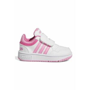 Pantofi sport de piele ecologica cu velcro Hoops - Alb/Roz pastel imagine