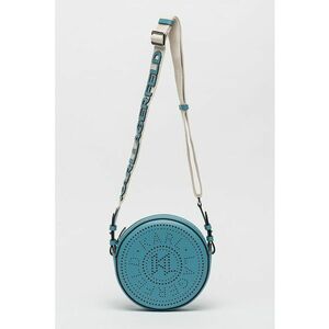 Geanta crossbody de piele cu detalii perforate - Albastru lavanda imagine