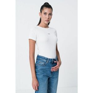 Tricou cambrat cu logo - Crem imagine