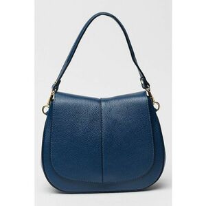 Geanta din piele cu bareta de umar - clapa si accesoriu logo cu lant - Albastru imagine