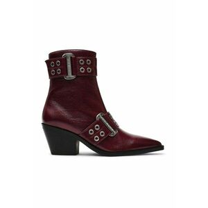 Botine de piele ecologica cu toc - Rosu inchis imagine