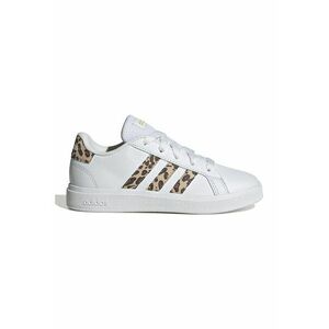 Pantofi sport din piele ecologica cu detalii animal print - Alb/Maro inchis/Maro nisip imagine