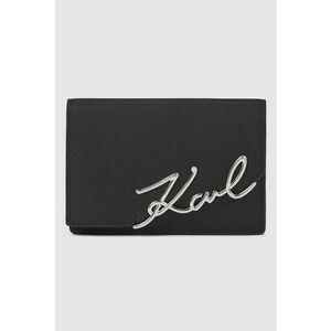 Portofel din piele cu logo - Negru/Argintiu imagine