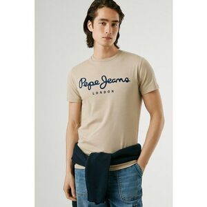 Tricou regular fit cu logo - Albastru ultramarin/Bej imagine