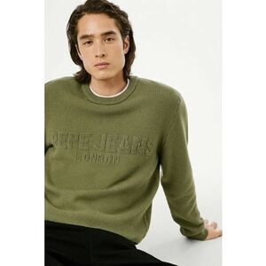 Pulover texturat cu logo in relief - Verde sparanghel imagine