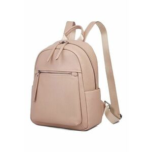 Rucsac din piele cu buzunare exterioare - Maro taupe deschis imagine