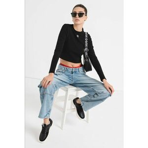 Bluza crop slim fit cu logo Dafilomena - Negru imagine